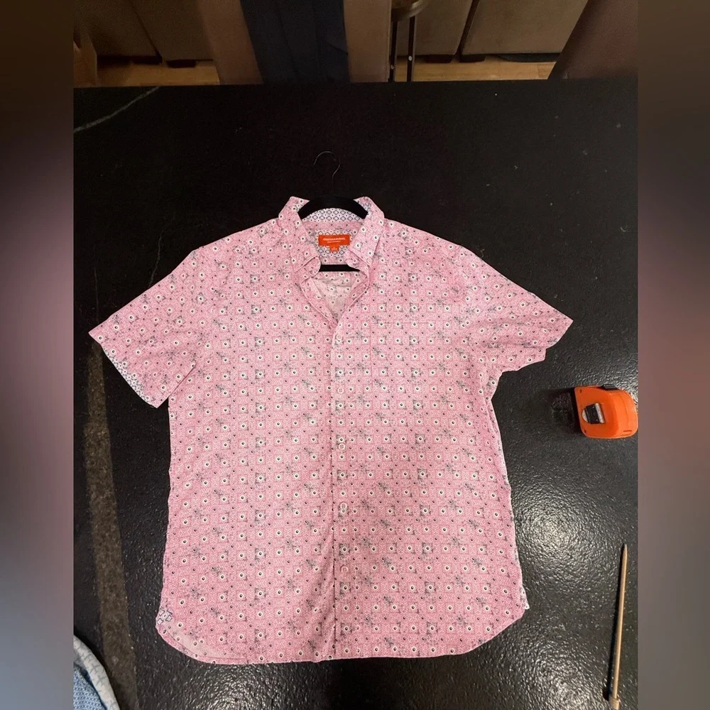 Johnston Murphy Performance S/S Shirt Geometric Design M Excellent Condition - Picture 13 of 14